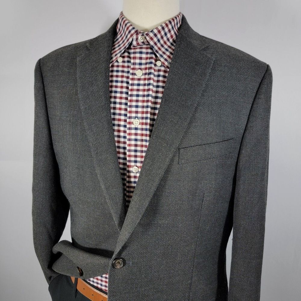 Lauren Ralph Lauren Men's Sport Coat Blazer Two Button Ch Gry Hopsack Poly 44L - Picture 7 of 16